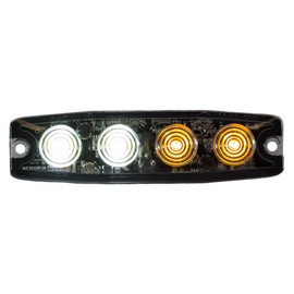 Buyers Products 8892242 4.5 Inch Ultra Thin LED Strobe Light, Amber/Clear, 4 LEDs, Synchronous and Alternating Flash Patterns, Emergency Light for Vehicles, Truck and Trailer Lights and Accessories