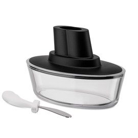 Alessi ASG13 B Ship Shape - Contenitore in resina termoplastica, nero con spatola in acciaio inossidabile 18/10
