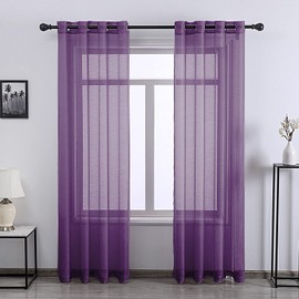 DONREN 2 Panels Royal Purple Sheer Curtains 72 Inches Long for Nursery with Grommet Window Transparent Pastel Curtains for Girls Bedroom Decor Baby Kids Decorations