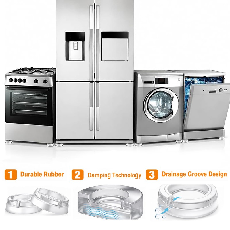 Anti Vibration Pads for Washing Machine -Clear Silicone Washer Feet