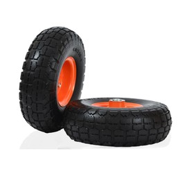 Tiousmoky 10" Flat Free Tires Solid Heavy Duty Tires Wheels, 4.10/3.50-4 Air Less Tires with 5/8 Center Bearings