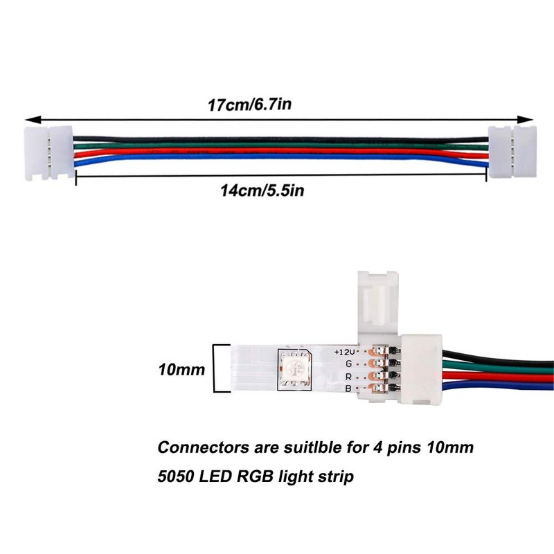 FULARR 12Pcs Professional 4 Pin LED Strip Light Connector, Non-Waterproof