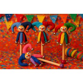 BestSaller (BET50) Bestsaller1191 Bestsaller Jester Wand with Bells, 20 cm, Multi-Color, 1