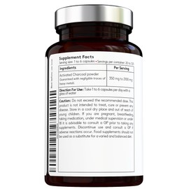 High Purity Activated Charcoal Capsules 2100mg - 120 Capsules - Max Potency - Vegan - Gut and Digestion Supplement - Premium Ingredients - Made in The UK by Vital Haven