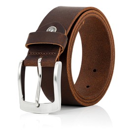 Lindenmann men's leather belt, full cowhide leather, buffalo leather 4 mm, dark brown., 90, dark brown
