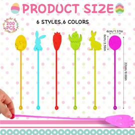 Foilswirl 200 Pcs Easter Sticky Hands Toys Easter Theme Styles Stretchy Toys Bunny Chick Carrot Egg Shape Sticky Hands Party Favors Fidget Sensory Toys for Easter Basket Stuffers Boys Girls Birthday