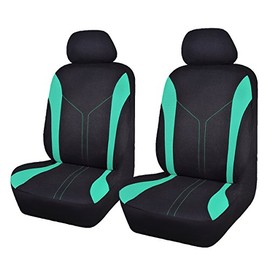 Flying Banner Car Seat Covers 2 Front Seats Mesh Fabric Splicing Polyester Cover Black with Green Color