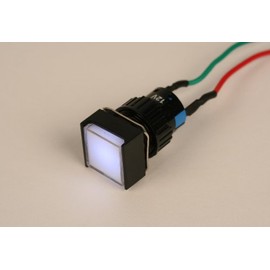 PilotLights 12 Volt DC Pilot Light, 17mm Square Panel Indicator Light - White LED, 12VDC