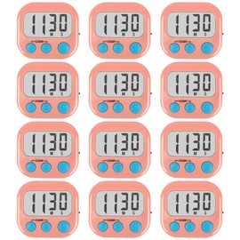 12 Pack Digital Kitchen Timers for Cooking Magnetic Timer for Cooking Loud Alarm Pink