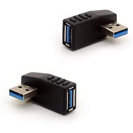 90° Angled USB 3.0 Adapter 90 Degree USB Connector Extender Right Angle USB Type A Male to Type A Female Plug Coupler 2Pcs (Left and Right)
