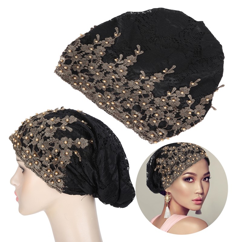 Slouchy Bonnet Casual Fashion Beaded Lace Breathable Loose Lazy Chemical