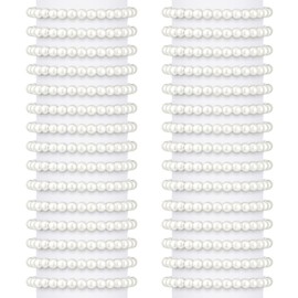 30 Pulseras de Perlas Blancas Elásticas de Imitación para Mujer Dama de Honor Regalos de Joyería Nupcial (0.24 Pulgadas)
