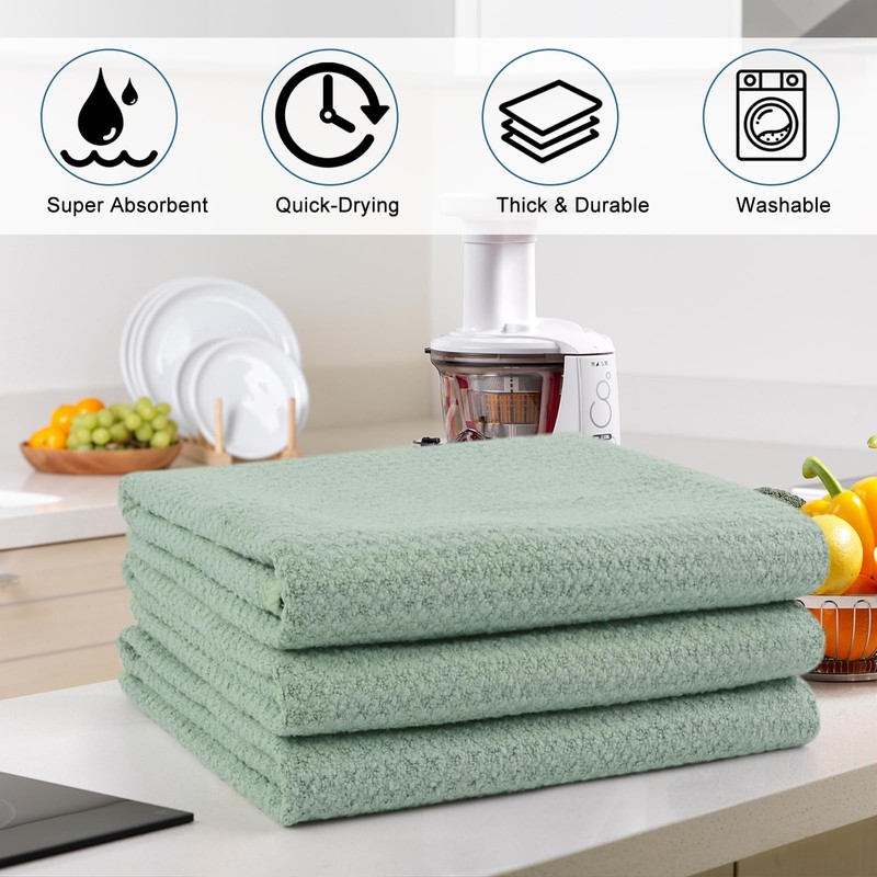 VIVOTE 3 Pack Microfibre Tea Towels Thick Tea Towels for