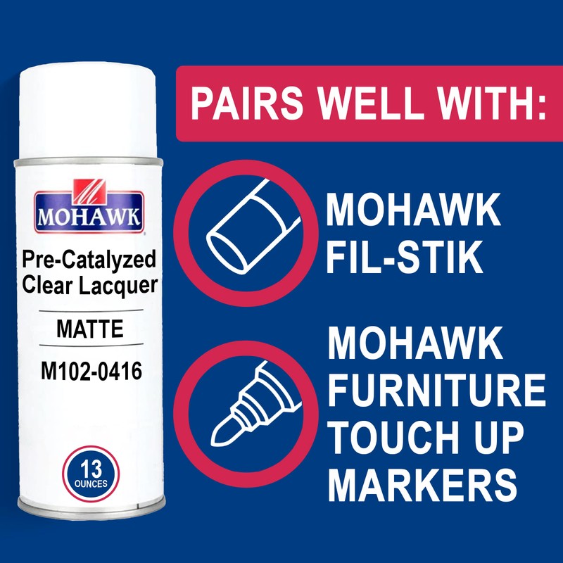 Mohawk Pre-Catalyzed Clear Lacquer, Matte Finish, M102-0416, 13 oz