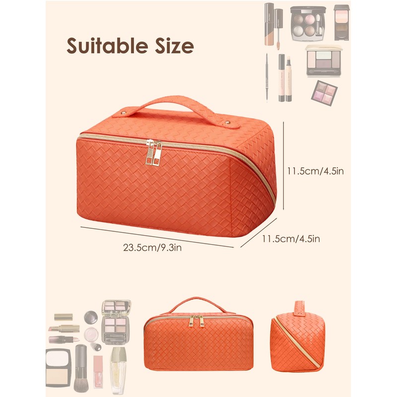 Large Capacity Travel Cosmetic Bag for Women,Portable Makeup Bag,Open Flat