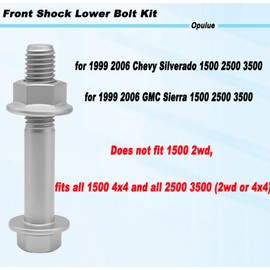 Opuiue Front Shock Lower Bolt Kit for 1999-2006 Chevy Silverado GMC Sierra 1500 2500 3500 4WD - 4X Class 10.9 Hardened Bolts & Nuts, Dacromet-Coated