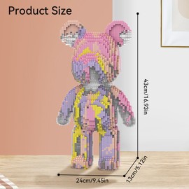 DAHONPA Pink Crystal Fluid Bricks Building Blocks Bear Set, Decoration Toy 7220 Pieces, Gift for Adults and Kids