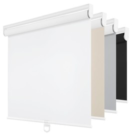 ChrisDowa Cordless Blackout Roller Shades for Windows, Thermal Insulated UV Protection Pull Down Shades, Total Blackout Window Blinds for Home, Office, Bedroom, Door (22" W x 72" H, White)