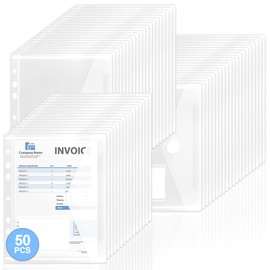 Pack of 50 A5 Document Wallets Waterproof Document Folders for Documents Organising with 7 Hole Edge Velcro and Label Pocket for Documents Organising, Office Supplies