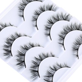 3D False Eyelashes D Curl Strip Lashes Wispy Lashes Fluffy Eyelash Manga Lashes Natural Looking False Eyelashes that Look Like Individual Cluster Wispy Mink Eye Lashes Pack (DZ561)