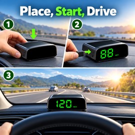 Solar GPS Head-Up Display Car Speedometer with GPS + BeiDou Dual-System Positioning – Digital Vehicle Speed Display with Intelligent Light Sensing