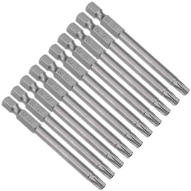 XMHF 10Pcs 75mm/3inch Long 1/4 Inch Hex Shank T27 Torx Head Magnetic Screwdriver Bits Security Tamper Proof Star 6 Point Screw Driver Set