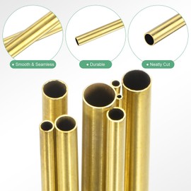 M METERXITY 300mm Brass Round Tube, 1mm 1.5mm 2mm 2.5mm 3mm 3.5mm 4mm 4.5mm OD 0.2mm Wall Thick Brass Seamless Straight Pipe Tubing for Construction/Machining/DIY Crafting[Set of 8 Pack]