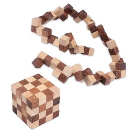 LOGOPLAY Snake Cube 4 x 4 Size S - 6 x 6 x 6 cm - Snake Cube - Cube Snake - 3D Puzzle - Puzzle Game - Patience Game - Logic Game Made of Fine Wood