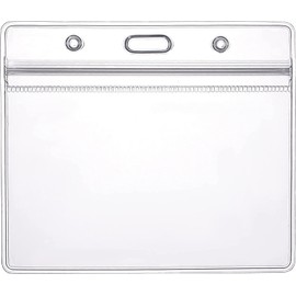 WEBBOMB ID Card Holder Zip Card Holder Flexible Horizontal Waterproof for 1-2 ID and Cards Name Tags ID Card Protective Cover 0.80 mm Transparent + 360° Lanyard (Red)