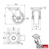 SOTECH Set of 4 Shift Design Castors Diameter 50 mm