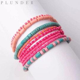 Plunder Design Fashion Jewelry Sun Sational Seed Bead Pink Turq Magnet Bracelet