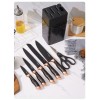 Chef Knife 7-Piece Chef Knife Set, Black and Gold, with