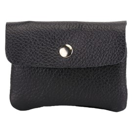 SH Leder Alba B087 Real Leather Small Handy Party Disco Card Holder Purse Travel Sport Holiday Compact Lifestyle Unisex 11 x 6.90 cm, black, XS, Casual