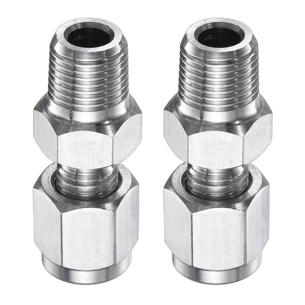 sourcing map 2pcs Compression Fitting 3mm Tube OD x 1/8"