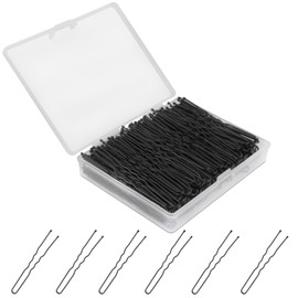 200Pcs U Shaped Hair Pins Waved Hair Pins for Women Girls with Box for Updos French Twists, Bobby Pins Hairgrip Hair Grip Hairclip Bulk Hair Accessories (Black)