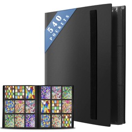 Trading Card Album | Card Scrapbook - 540 Pockets Toploader Binder/TCG Binder/Card Binder Empty Portfolio Folder Card Holder with Waterproof Book Cover for Cards Collectors Children's Birthday Black