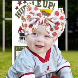 ONENINEDREAM Football Baby Bow Headbands for Girls Super Bowl Infants Hair Accessories Toddlers Outfits for Football Parties Baby Girl Headband
