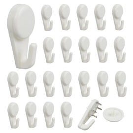 Light Hooks for Concrete Walls: 30 Pack Small Utility Wall-Mount Hangers - Outdoor String Lights Clips - Hanging Decoration Plants Shelves Picture Tapestry Heavy Duty for Wooden Cement Stucco (White)