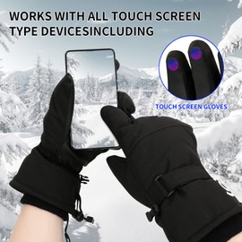 Snowmobile Gloves，Ski Gloves for Men Women Waterproof Windproof Touchscreen Snowboard Gloves，Warm Winter Gloves with Wrist Straps for Cold Weather.(black-S)
