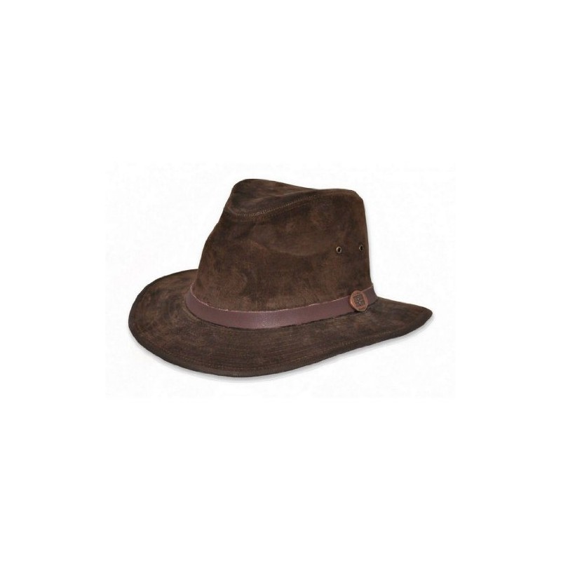 EUREKA Fedora Indiana Jones Pigskin Leather Hat - BROWN -
