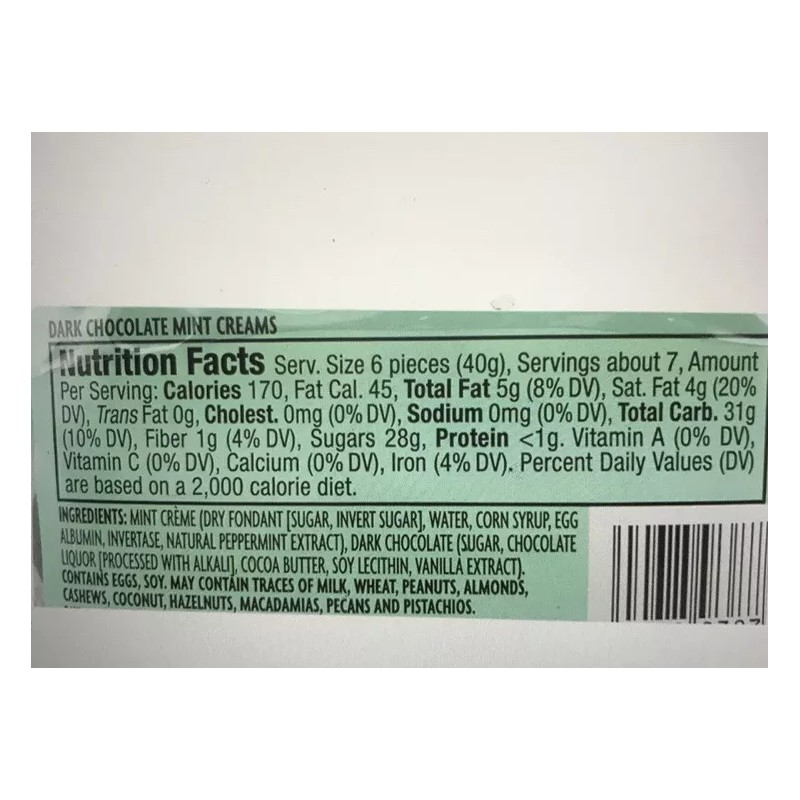 Trader Joe's Dark Chocolate Mint Creams 10 oz