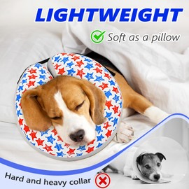 GoGoPaw Inflatable Dog Cone Collar to Stop Licking, Soft Neck Donut Collar After Surgery, Adjustable Recovery Cone for Small Medium Large Dogs (Star,L)