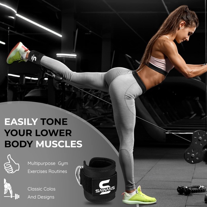 SAWANS Ankle Straps for Cable Machine Attachments Gym Ankle Cuffs