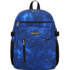 Lohol Lightweight Backpack for Teen Boys, Durable Galaxy Bookbag with 7 Pockets for School Travel (Dark Blue)