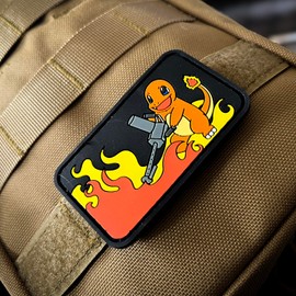 Fire Lizard with Flamethrower PVC Morale Patch | Hook & Loop Backing