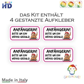 GamesMonkey® - 4 Beginner Stickers (20 x 10 cm) for Beginner Driving - Car Beginner Stickers - Driving License Gift - Beginner Driving School Stickers (1049-V2)