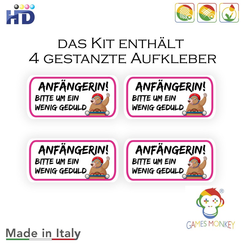 GamesMonkey® - 4 Beginner Stickers (20 x 10 cm) for
