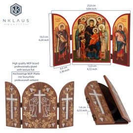 NKlaus Ekonomissa/The Protection of the House Icon Triptych Wood 25 x 16 cm Christian 13821