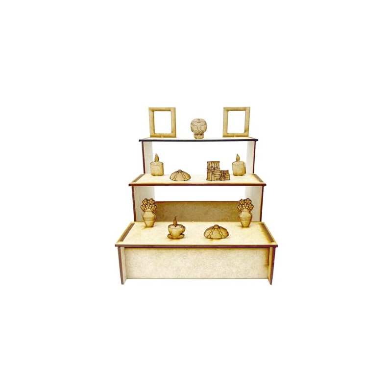 Genérico Altar Decorativo Ofrenda Día De Muertos Halloween MDF Mini