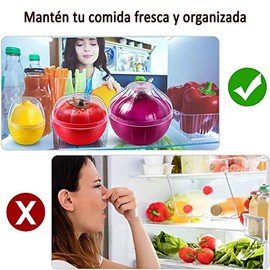 Recipiente de almacenamiento de verduras y frutas,refrigerador de 4 paquetes de conservación de alimentos de frutas y verduras,cebolla,ajo,limón...   